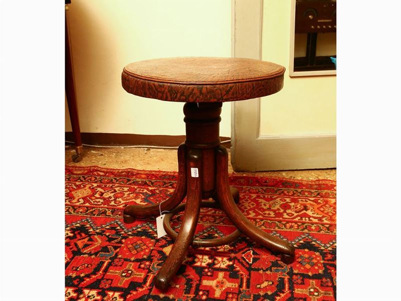 Sgabello Circolare da Pianoforte in Faggio Curvato