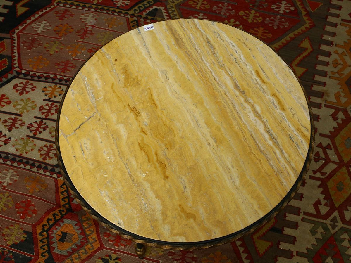 Tavolino Basso da Appoggio in Ferro e Marmo