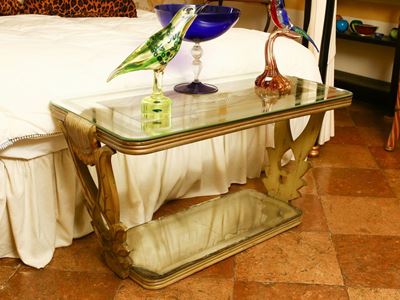 Tavolino da Fumo in Legno Laccato e Vetro