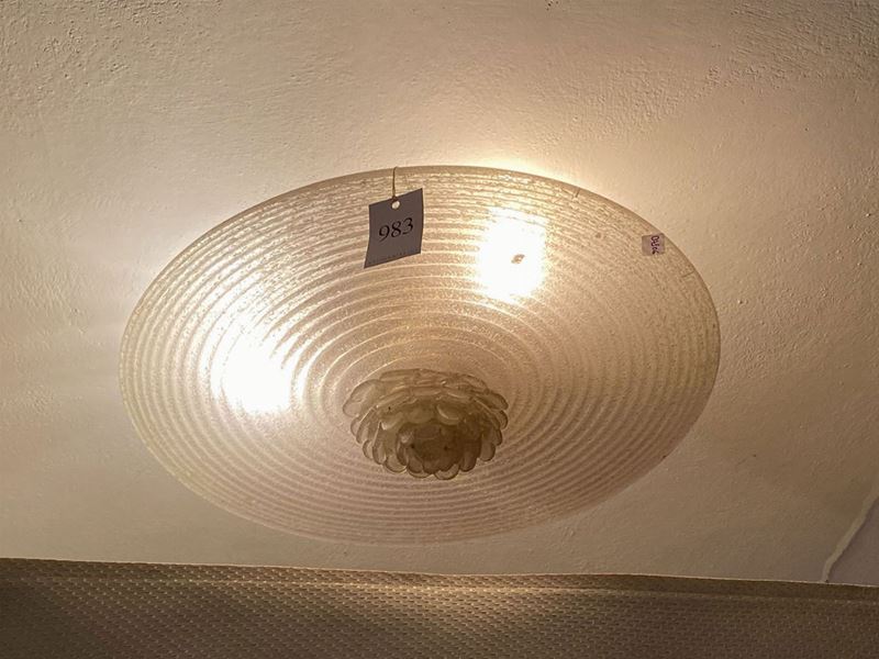 Plafoniera a Disco in Vetro Pulegoso di Murano