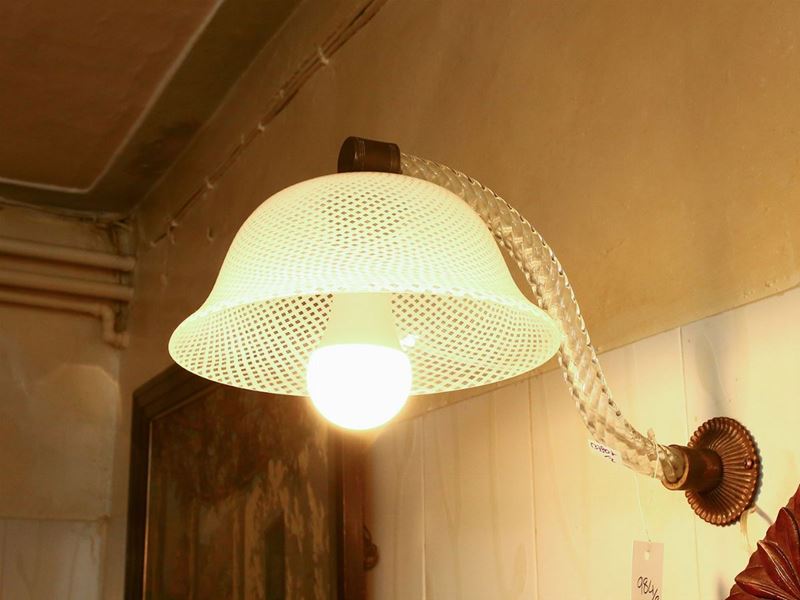 Coppia di Apllique N Vetro Soffiato di Murano