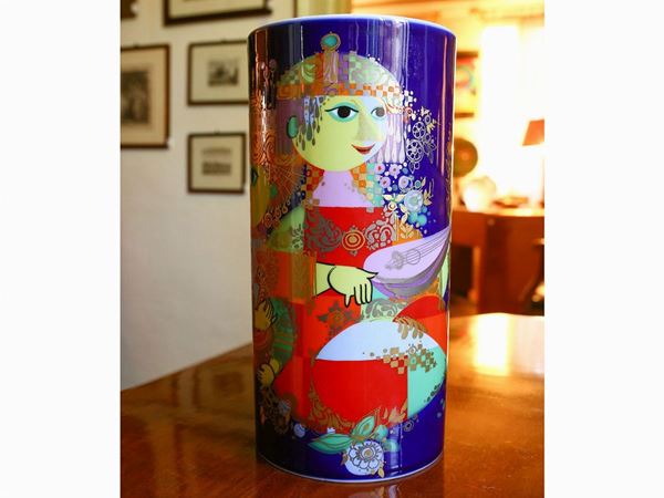 Vaso cilindrico in porcellana Brion Winblad per Rosenthal