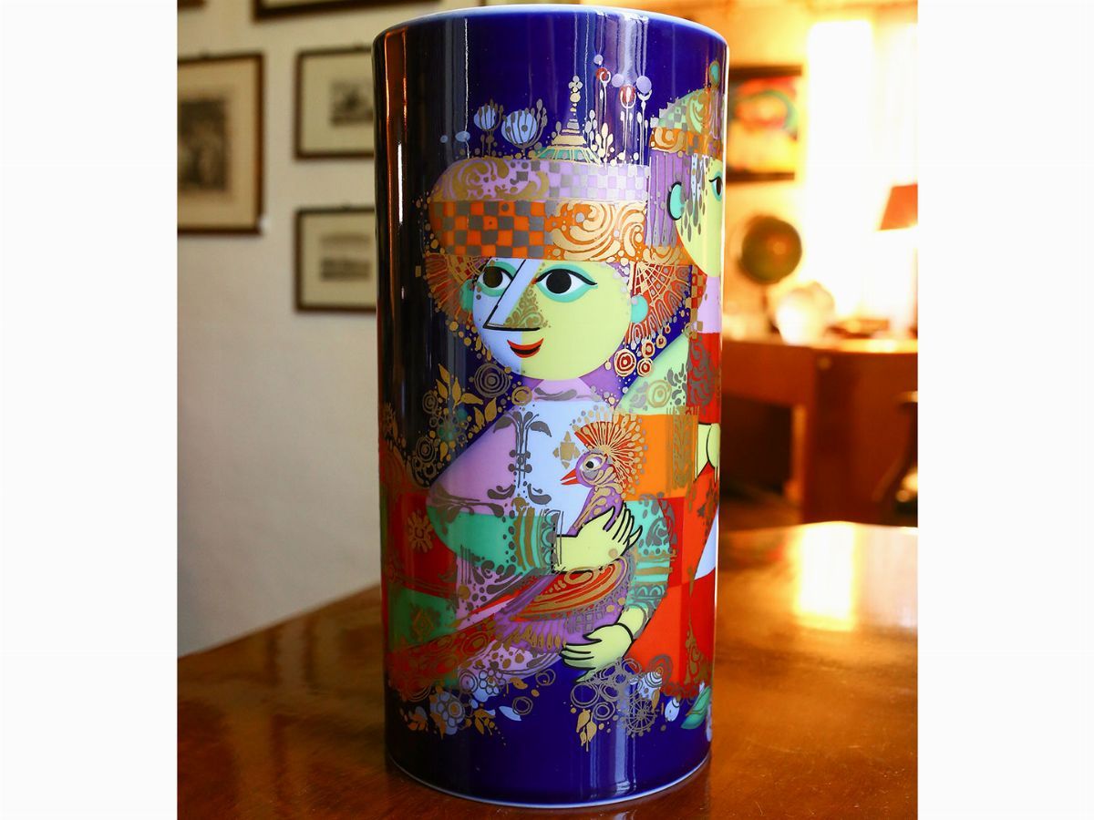 Vaso Cilindrico in Porcellana Brion Winblad per Rosenthal