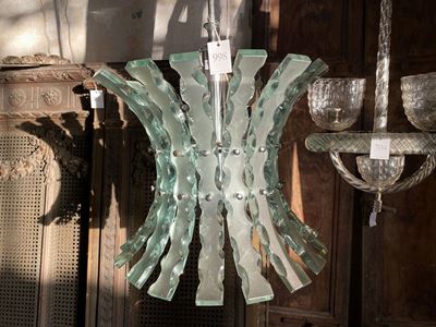 Lampadario in Metallo Cromato e Cristallo