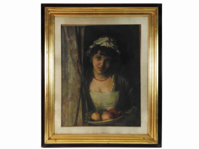 Angiolo Romagnoli - Donna con Piatto di Frutta