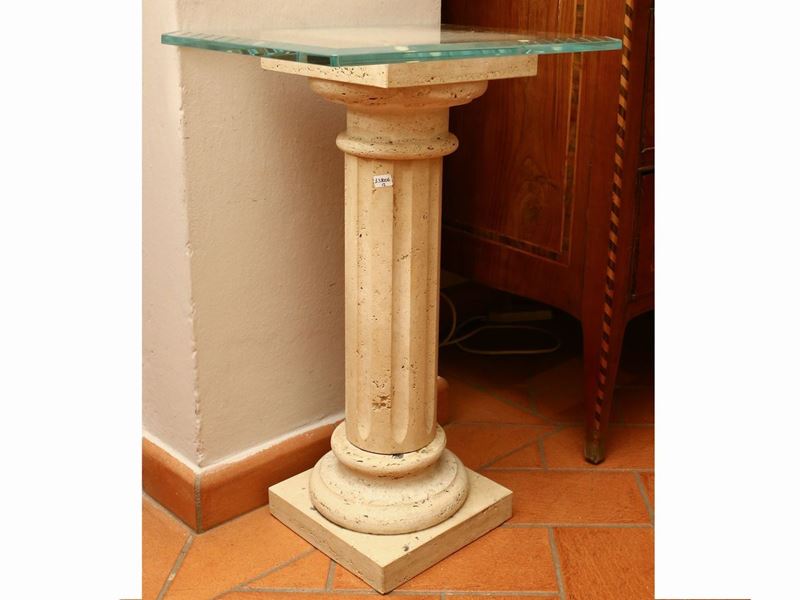 Coppia di Colonne Scanalate in Travertino