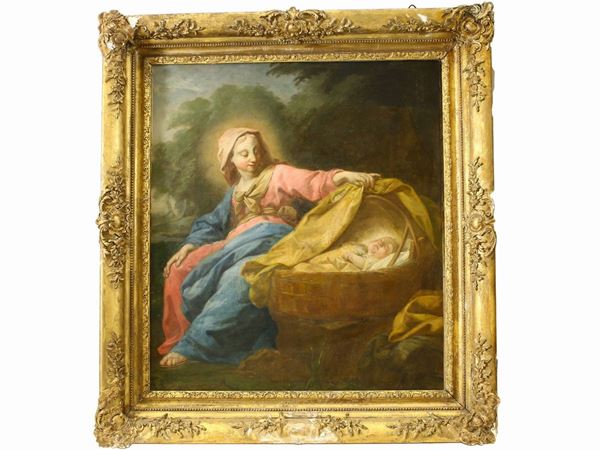 Scuola fiamminga del XVII/XVIII secolo - Madonna with Child in a landscape