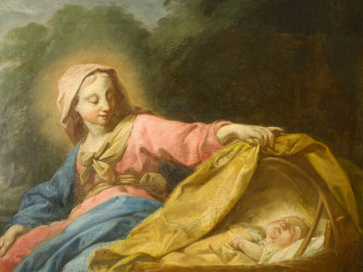 Scuola Fiamminga del XVII/XVIII Secolo - Madonna con Bambino in un Paesaggio