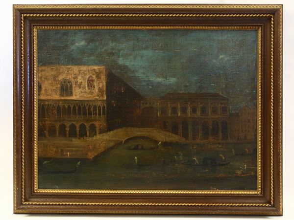 Scuola veneta del XVII/XVIII secolo - Veduta del Ponte dei Sospiri con il Palazzo Ducale