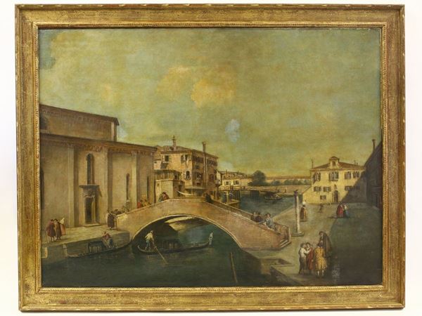 Scuola veneta del XVIII secolo - Veduta di Chioggia