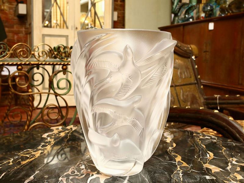 Vaso Lalique Martinets in Cristallo