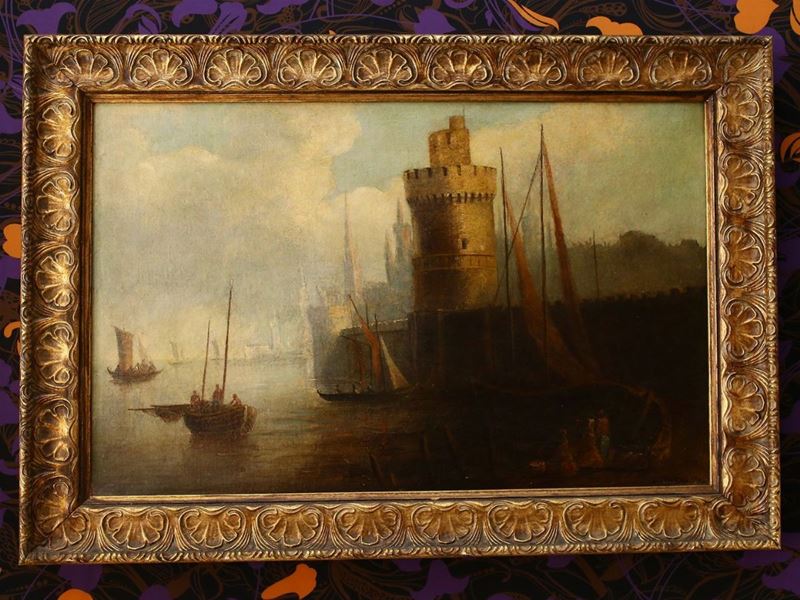 Scuola Francese del XVIII Secolo - Paesaggio Marino con Fortezza