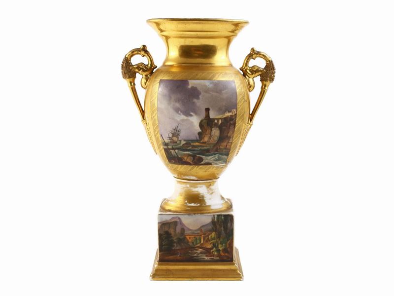 Vaso Ad Anfora in Porcellana Policroma
