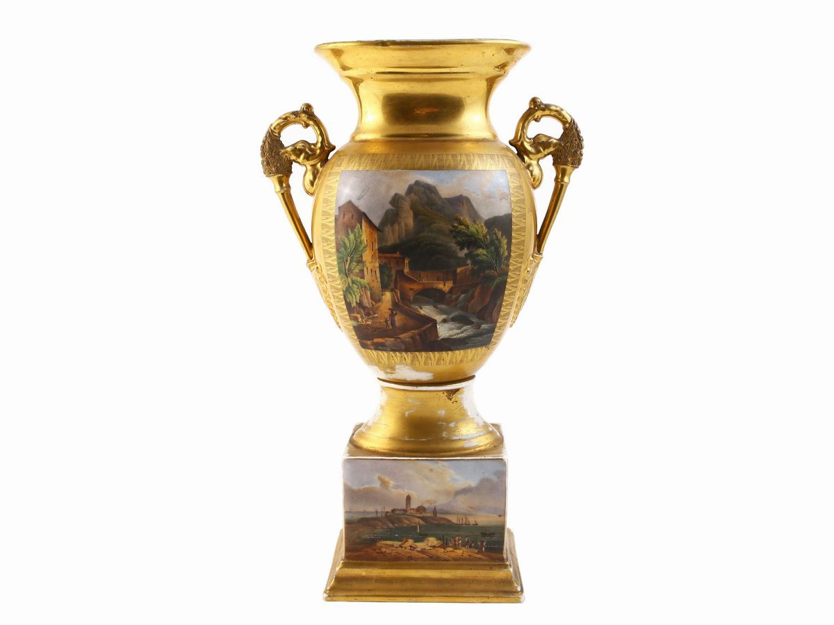 Vaso Ad Anfora in Porcellana Policroma