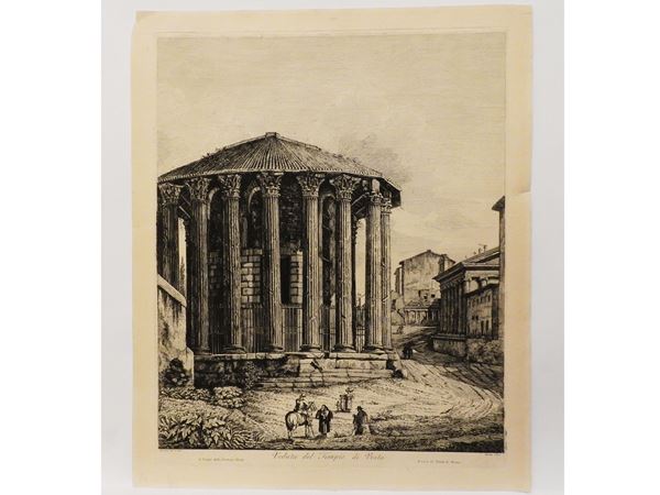 Luigi Rossini - Veduta del Tempio di Vesta 1820