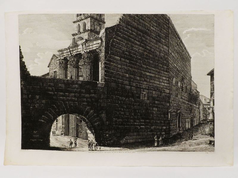 Luigi Rossini - Veduta della Poarte Posteriore Degl' Avanzi del Foro di Nerva...