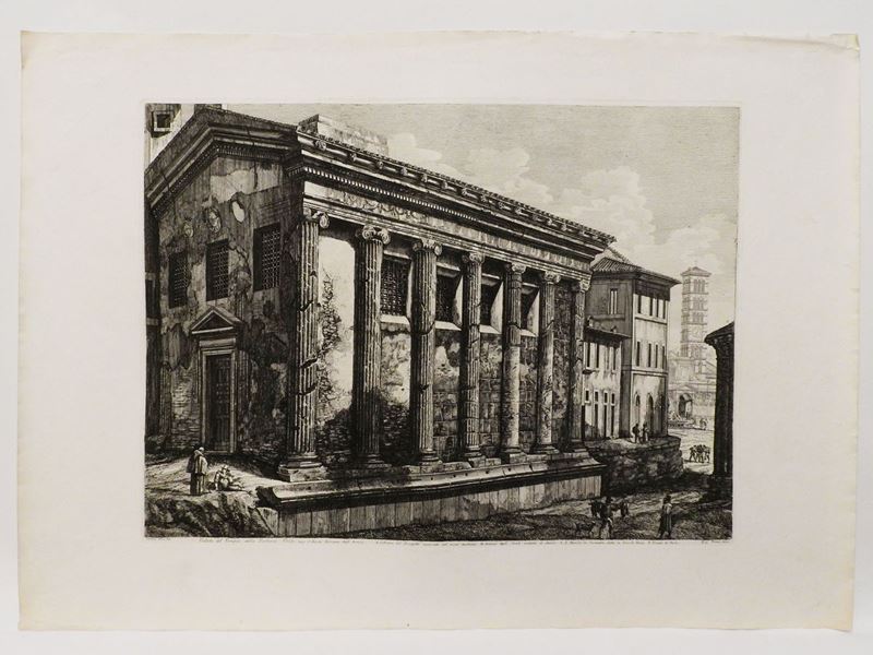 Luigi Rossini - Veduta del Tempio della Fortuna Virile, Oggi S. Maria Egiziaca degli Armeni