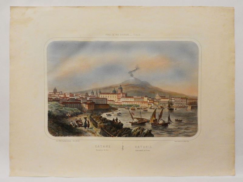 Isidore Laurent Deroy - Catane Vue Prise Du Port