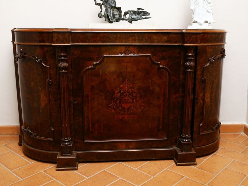 Credenza Impiallacciata in Radica di Noce e Altre Essenze