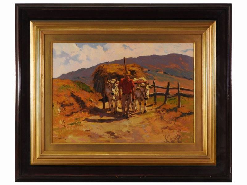 Angiolo Volpe - Buoi al Carro Ritorno dai Campi
