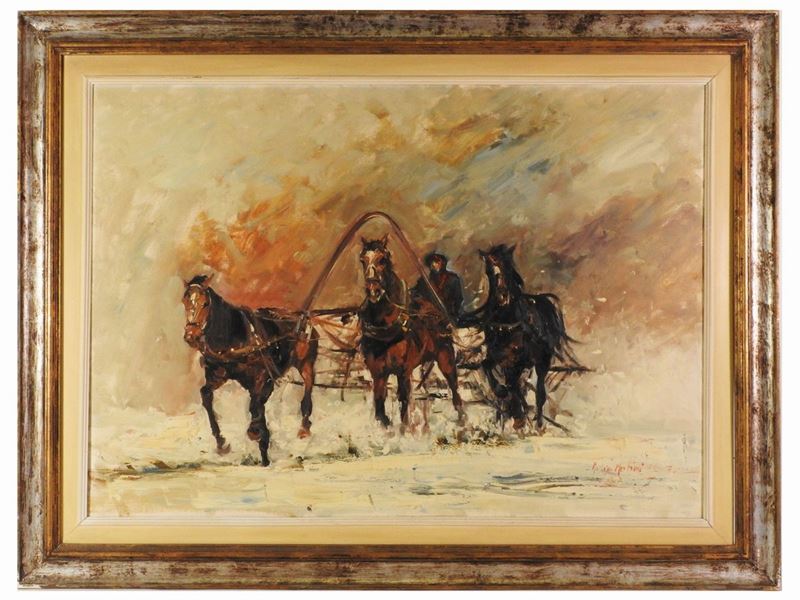 Norberto Martini - Figura con Cavalli 1972