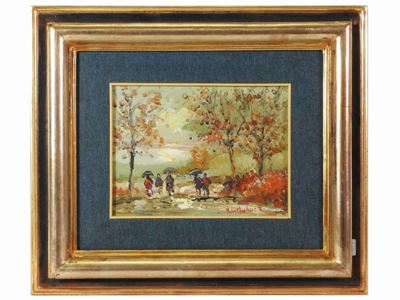 Paesaggio Autunnale con Personaggi