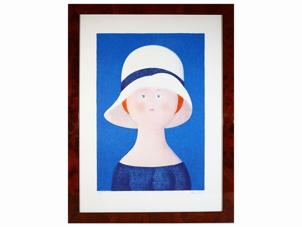 Antonio Bueno : Ritratto di donna con cappello  - Asta Arte Moderna e Contemporanea - Maison Bibelot - Casa d'Aste Firenze - Milano