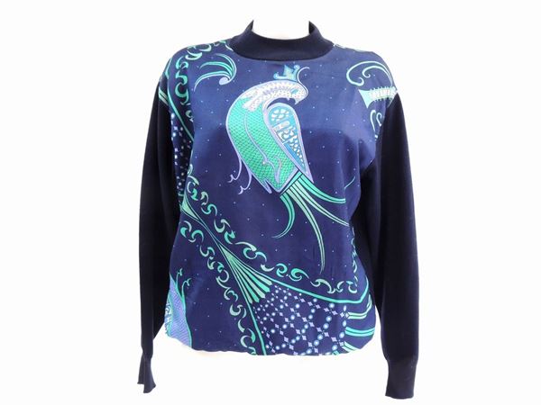Maglia in lana blu e seta, Emilio Pucci