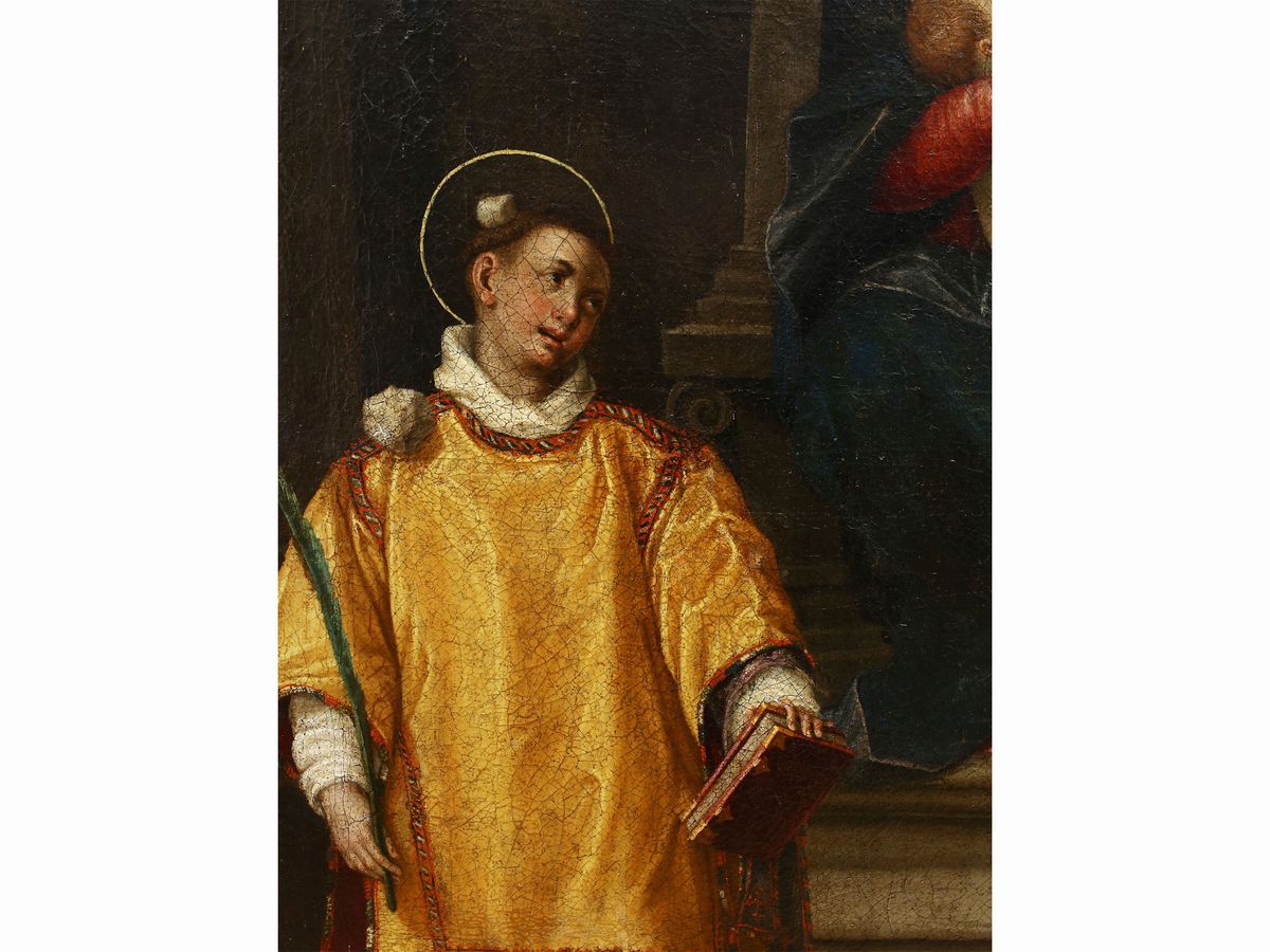 Cerchia di Scipione Pulzone - Madonna con il Bambino in Trono, tra i Santi Stefano e Lorenzo