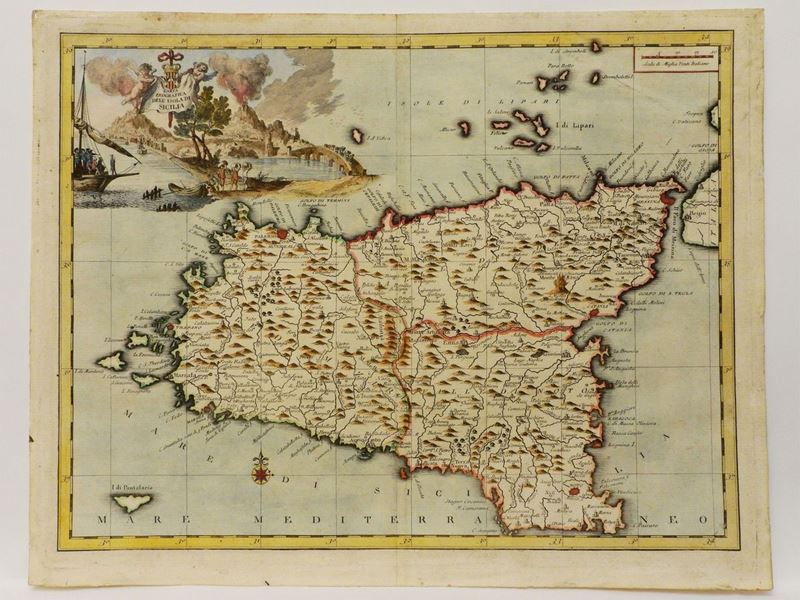 Thomas Salmon - Carta Geografia Dell'isola di Sicilia 1762
