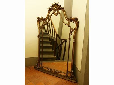 Specchiera con Cornice in Legno Intagliato e Dorato