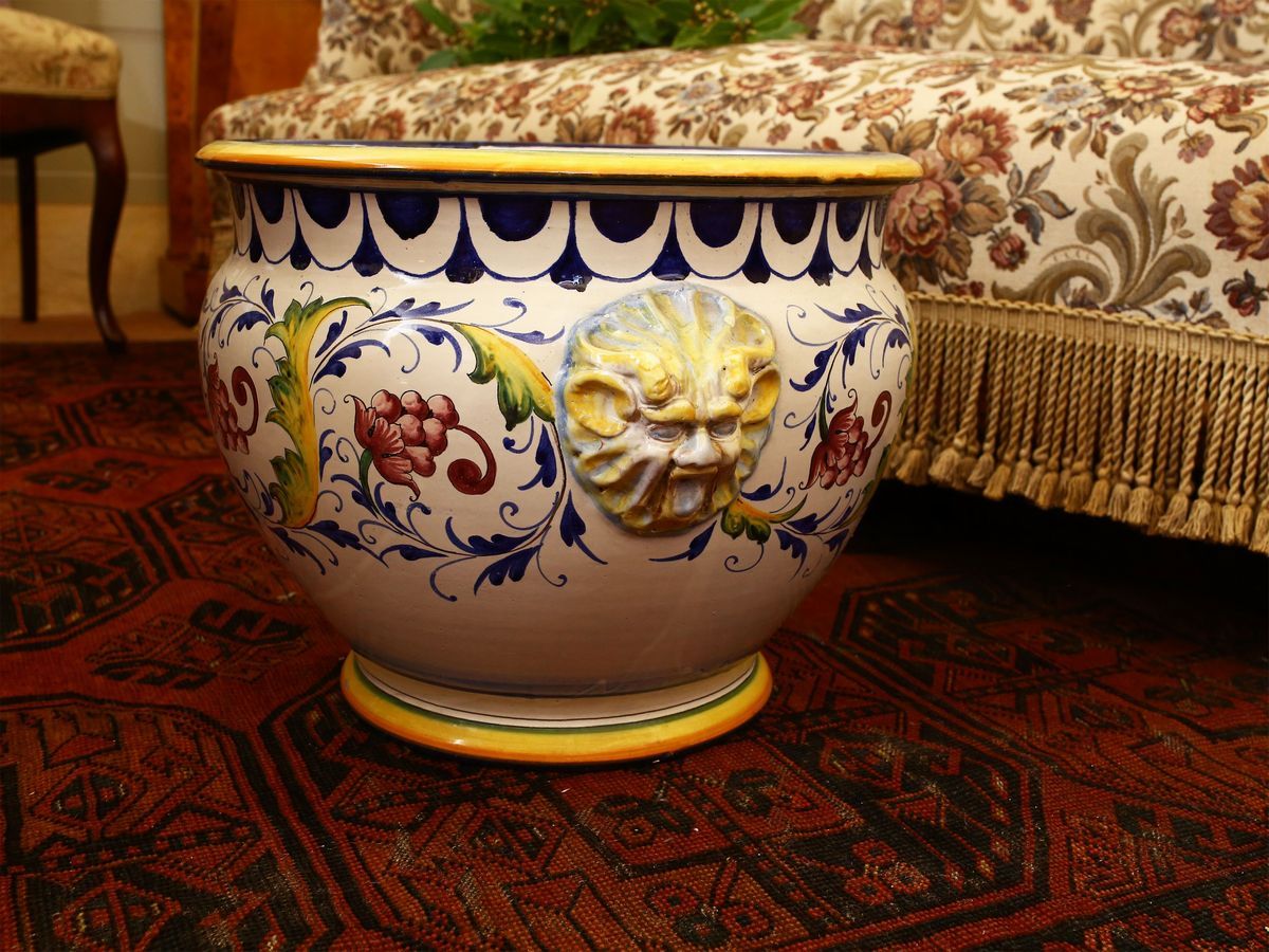 Grande Portavasi in Terracotta Smaltata