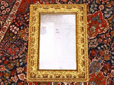 Specchiera con Cornice in Legno Intagliato e Dorato