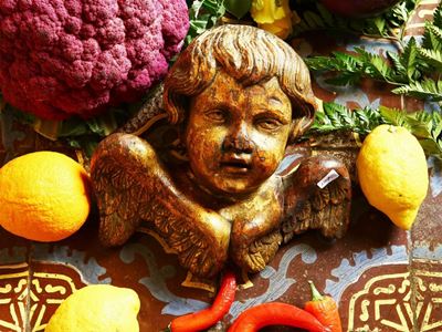 Testa di Cherubino in Legno Intagliato e Dorato
