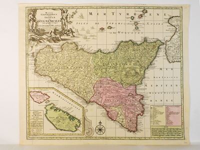 Mappa Geographica Totius Insulae Et Regni Siciliae Cura Graphio Et Impensis 1730 Circa
