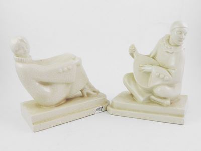 Coppia di Reggilibri in Ceramica