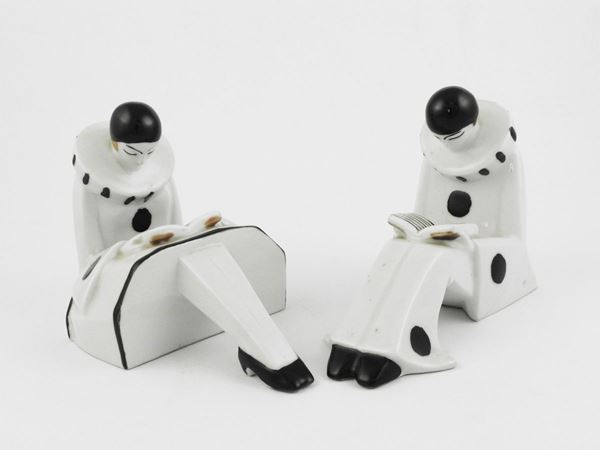 Pair of porcelain bookends, T Charald Limonges