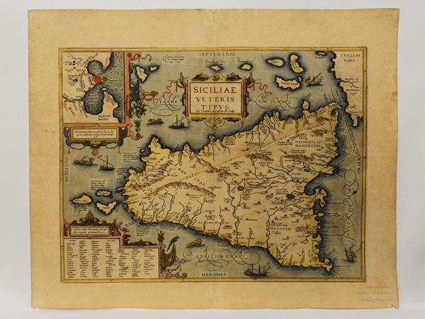 Abraham Ortelius - Siciliae veteris typvs, ex conatibvs geographicis ab. ortelij