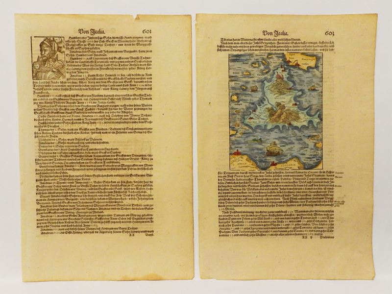 Sebastian Münster - Quattro Pagine Tratte dalla Cosmografia Universale 1544-1628