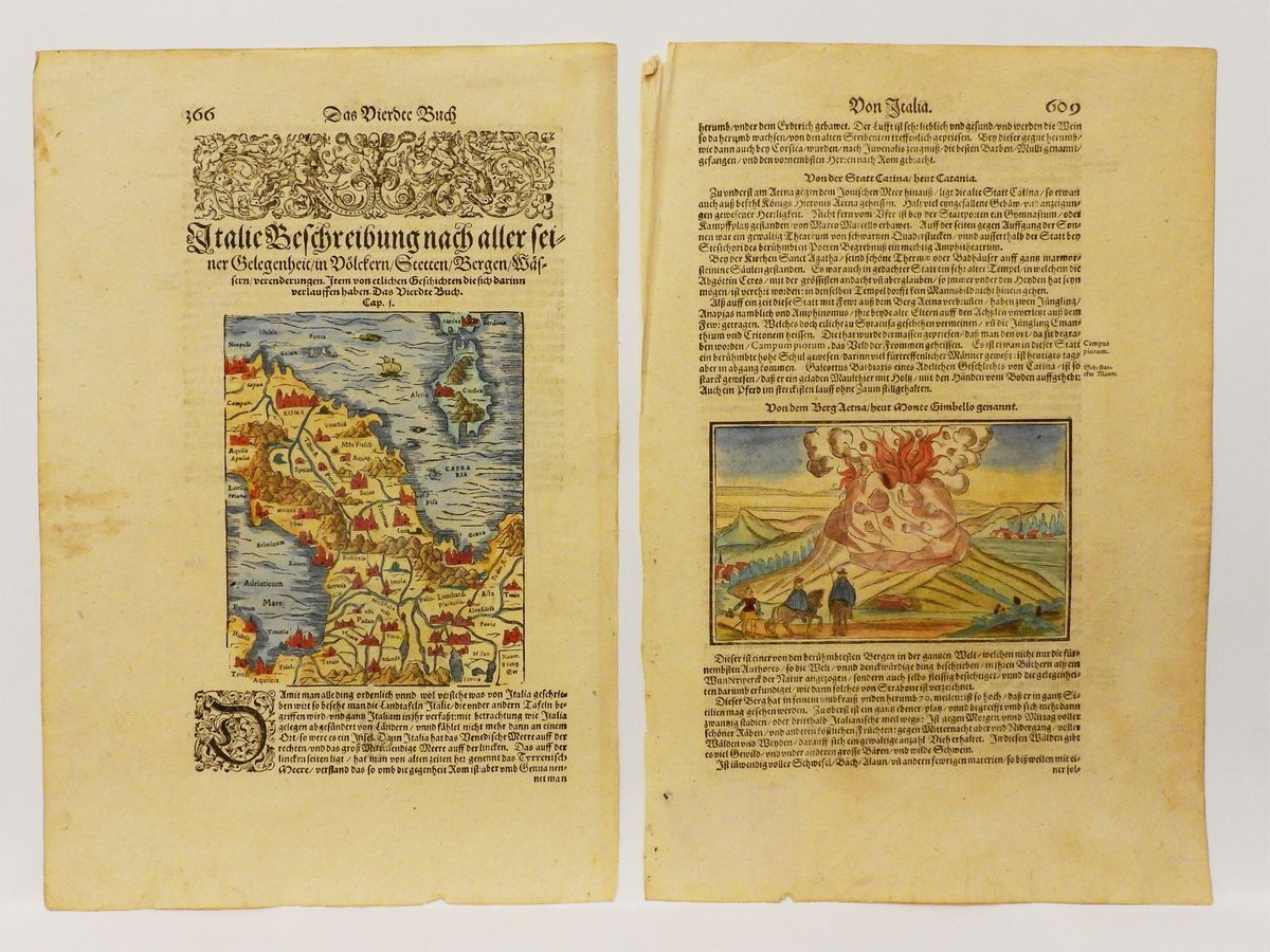 Sebastian Münster - Quattro Pagine Tratte dalla Cosmografia Universale 1544-1628