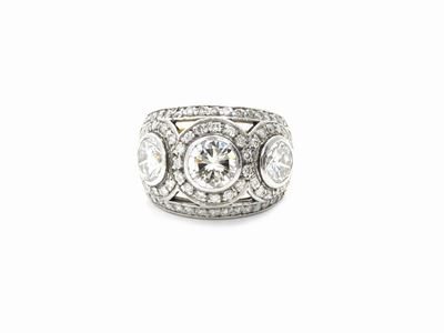 Anello a Fascia in Oro Bianco e Giallo con Diamanti