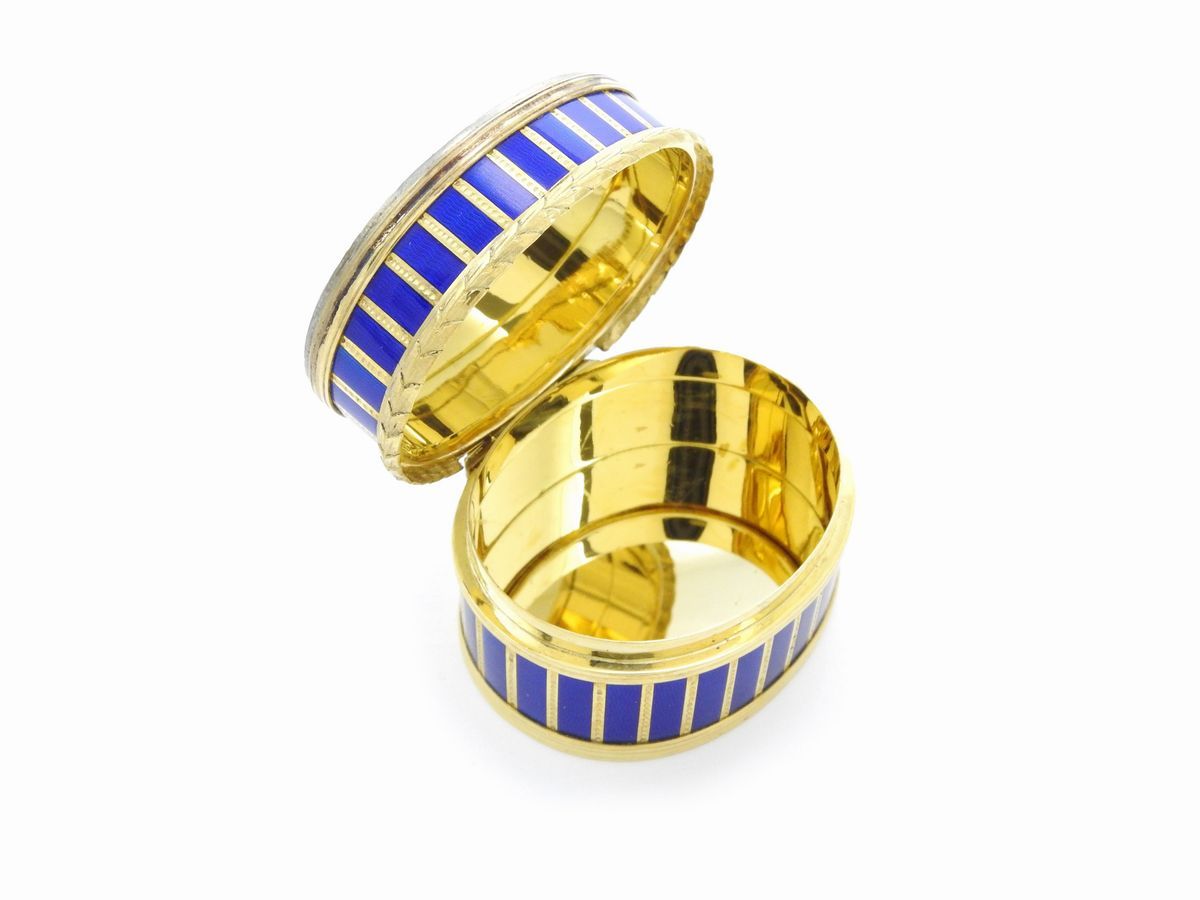 Scatola in Oro Giallo, Diamanti e Smalti Policromi
