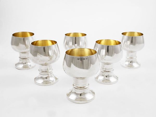 Series of six silver goblets, Brandimarte  - Auction Furniture, silvers, paintings and antique curiosities partly from Villa Mannelli - Maison Bibelot - Casa d'Aste Firenze - Milano