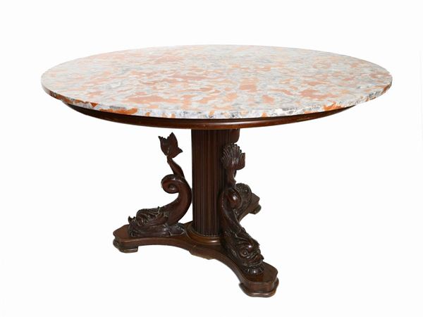 Walnut table  (second half of the 19th century)  - Auction Furniture, silvers, paintings and antique curiosities partly from Villa Mannelli - Maison Bibelot - Casa d'Aste Firenze - Milano
