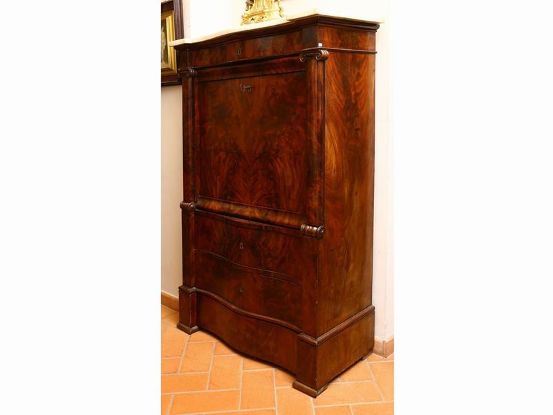 Secretaire Impiallacciato in Piuma di Mogano