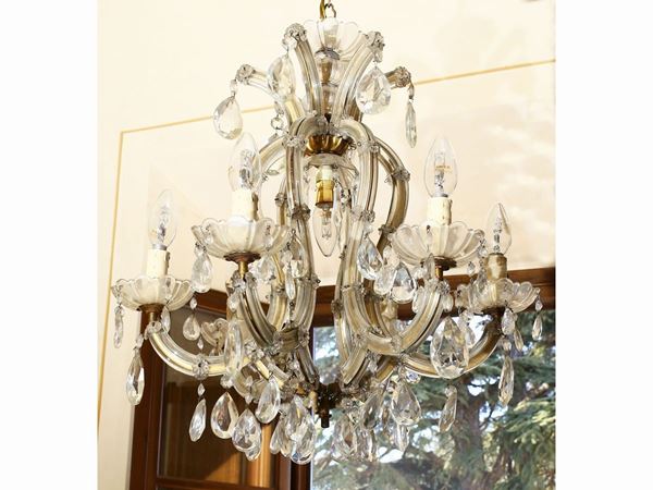 Metal and glass chandelier