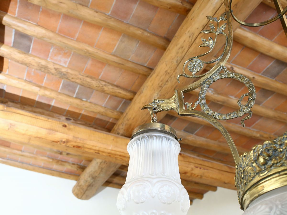 Lampadario Liberty in Ottone