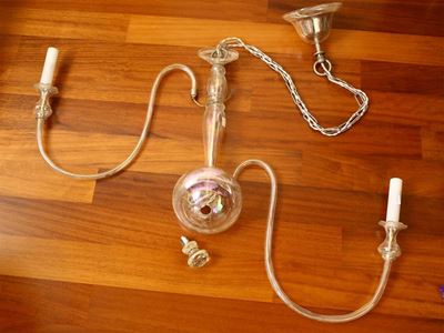 Lampadario in Vetro Incolore Iridato