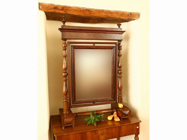 Toilet psyche mirror in walnut and walnut burl  (second half of the 19th century)  - Auction Furniture, silvers, paintings and antique curiosities partly from Villa Mannelli - Maison Bibelot - Casa d'Aste Firenze - Milano