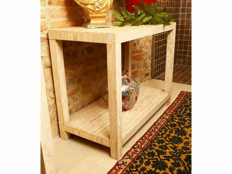Console in Legno Rivestito in Travertino